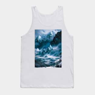 Snowy Mountains in a Fantasy Winter Setting Tank Top